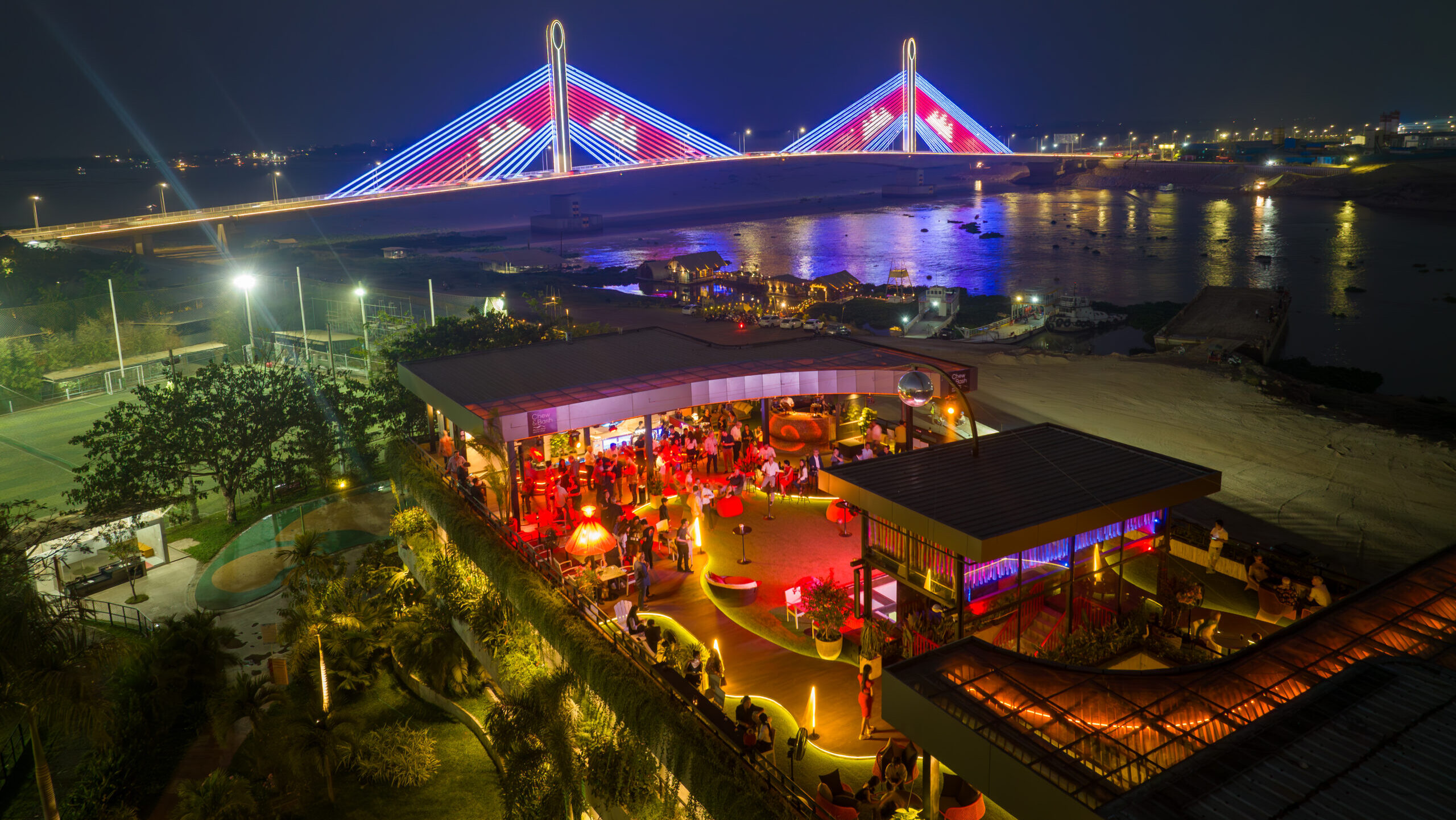 Ariel view of Chew & Bash at night